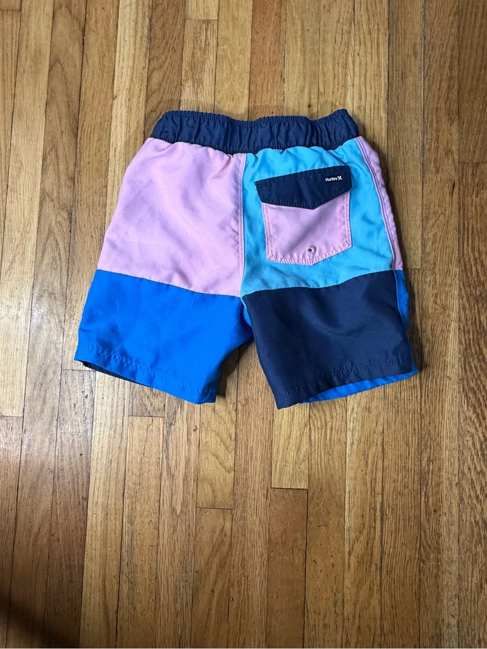 Hurley 4T Colorblock Kids Swim Shorts in Pink & Blue